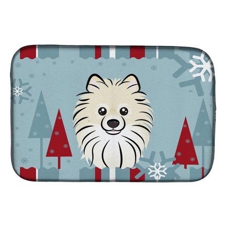 CAROLINES TREASURES Winter Holiday Pomeranian Dish Drying Mat BB1703DDM